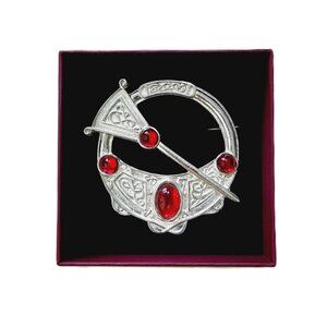 New Pewter Tara Penannular Brooch Celtic Red (Made in Scotland)